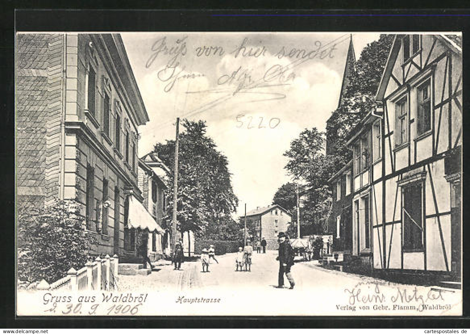 AK Waldbröl, Hauptstrasse mit Fachwerkhaus