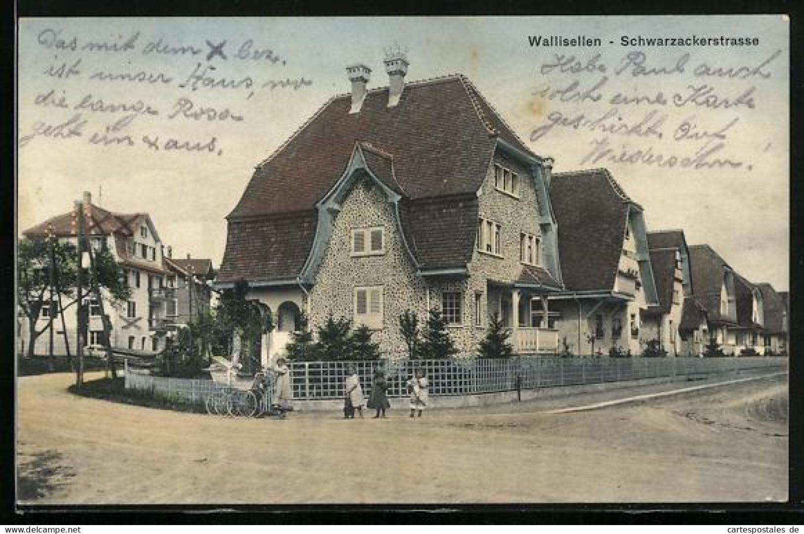 AK Wallisellen, Schwarzackerstrasse mit Wohnhäusern