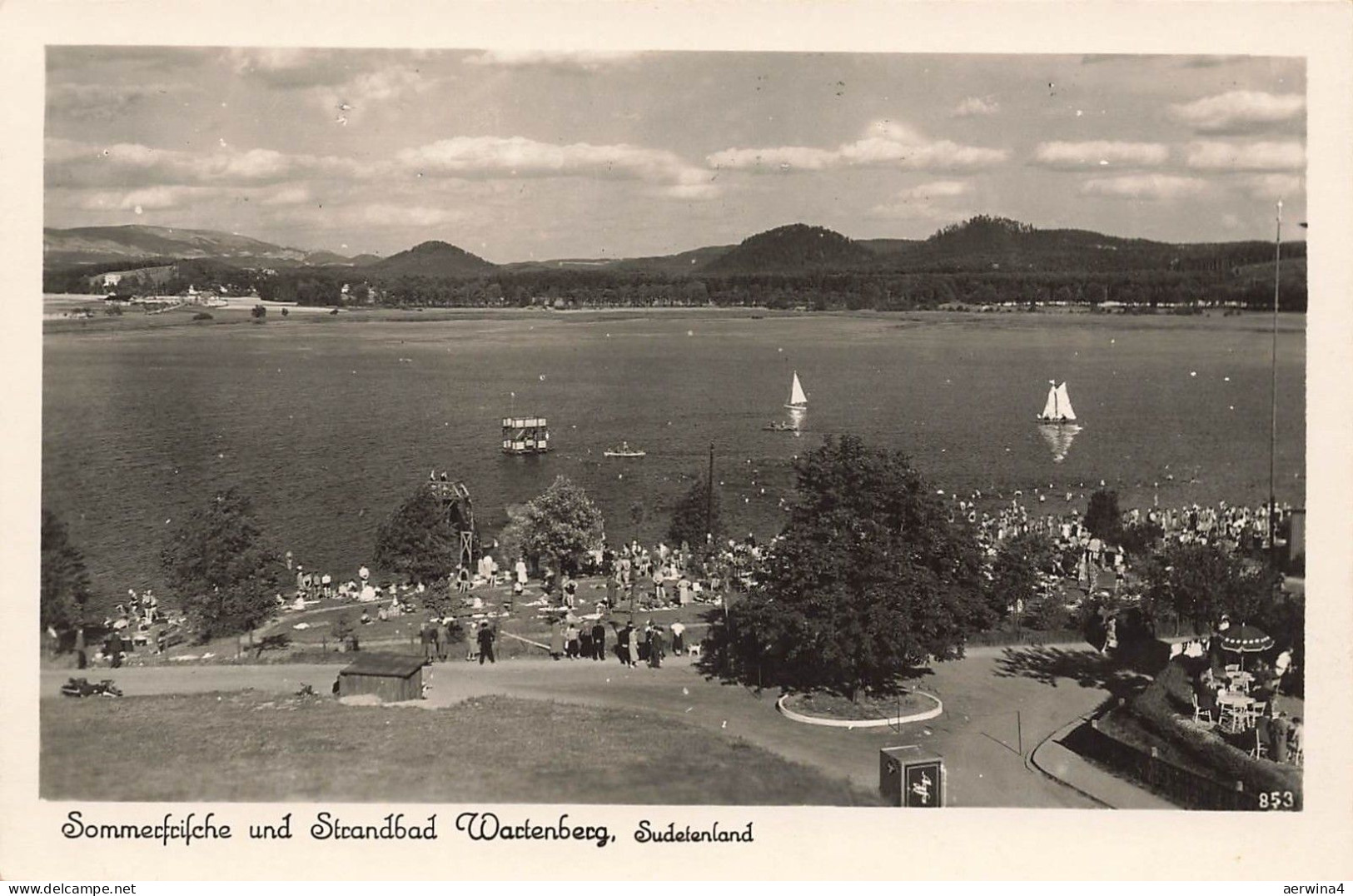AK Wartenberg Strandbad Sommerfrische Menschen Sudeten ungelaufen Postkarte