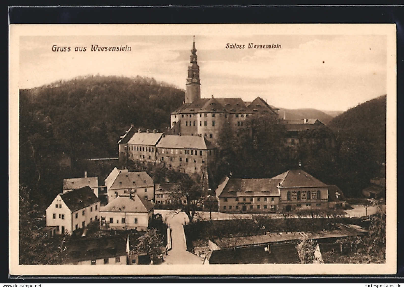 AK Weesenstein, Ortsansicht mit Schloss Weesenstein