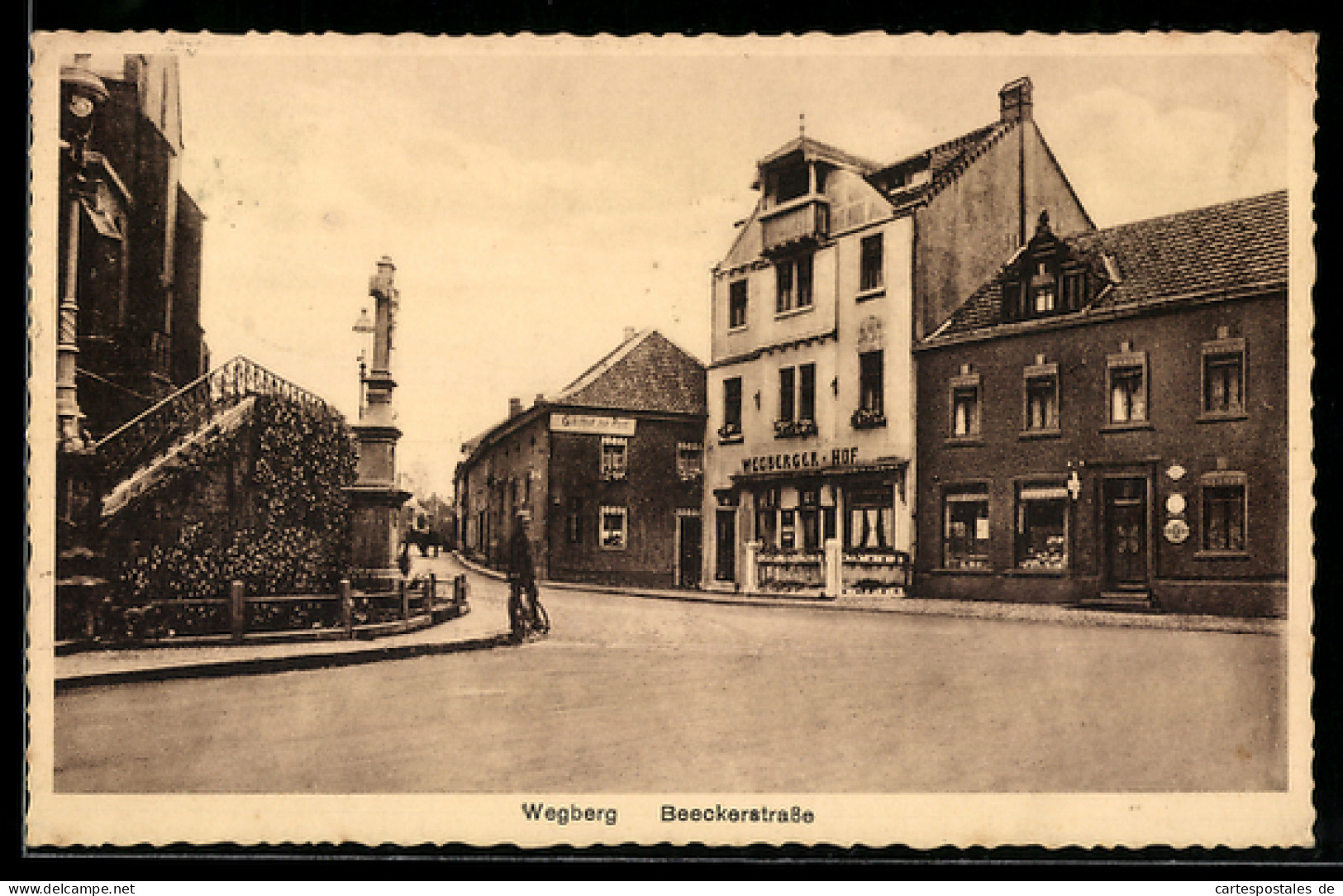 AK Wegberg, Beeckerstrasse mit Gasthaus Wegberger Hof und Gasthof zur Post