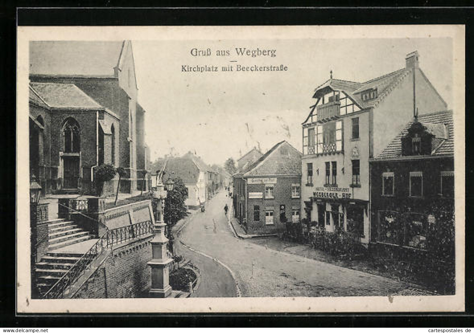 AK Wegberg, Kirchplatz mit Beeckerstrasse
