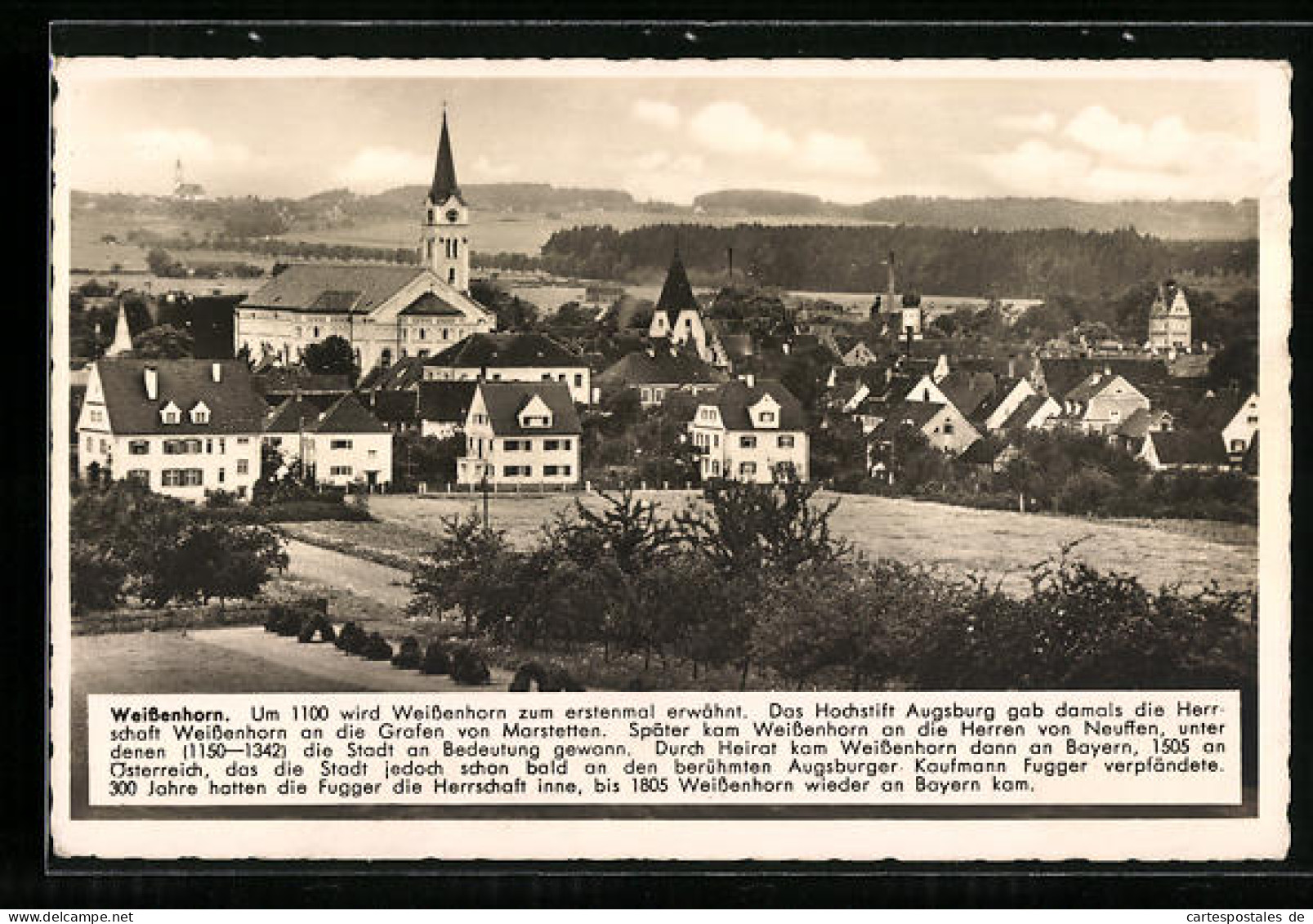 AK Weissenhorn, Totalansicht der Ortschaft