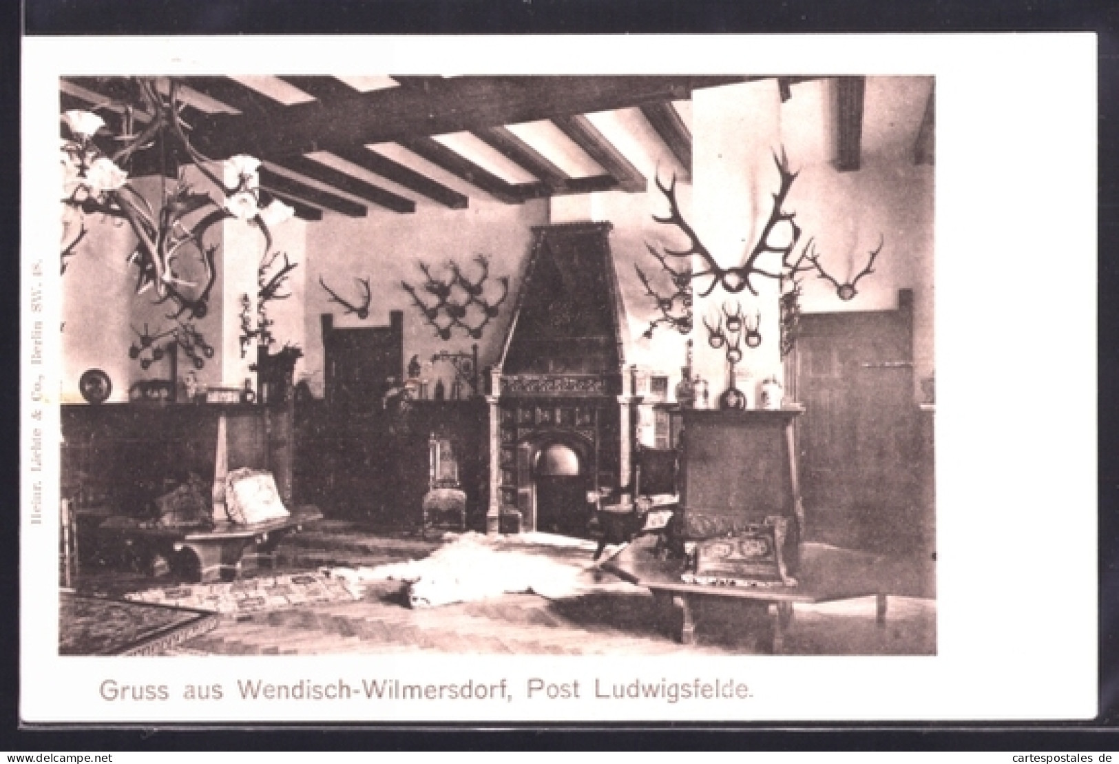 AK Wendisch-Wilmersdorf /Ludwigsfelde, Gutshof, Kaminzimmer