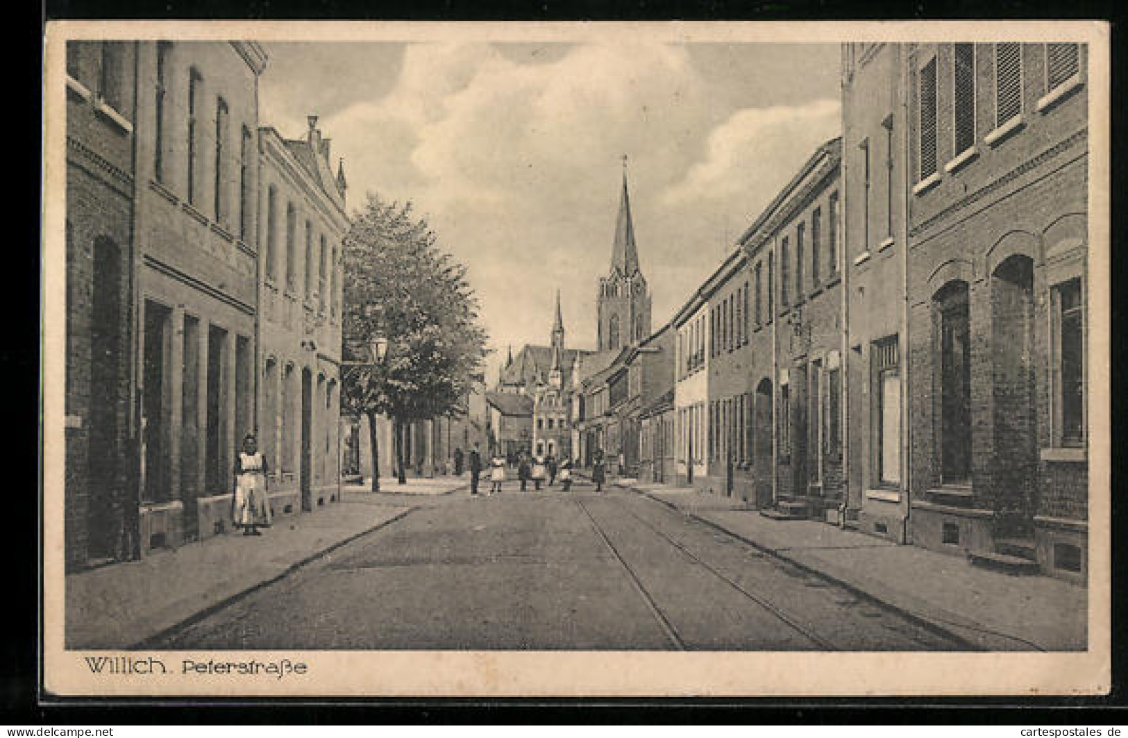 AK Willich, Peterstrasse mit Kindern