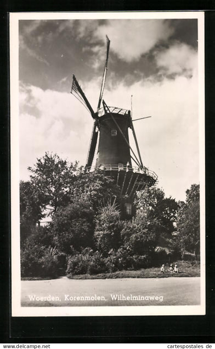 AK Woerden, Korenmolen, Wilhelminaweg, Windmühle