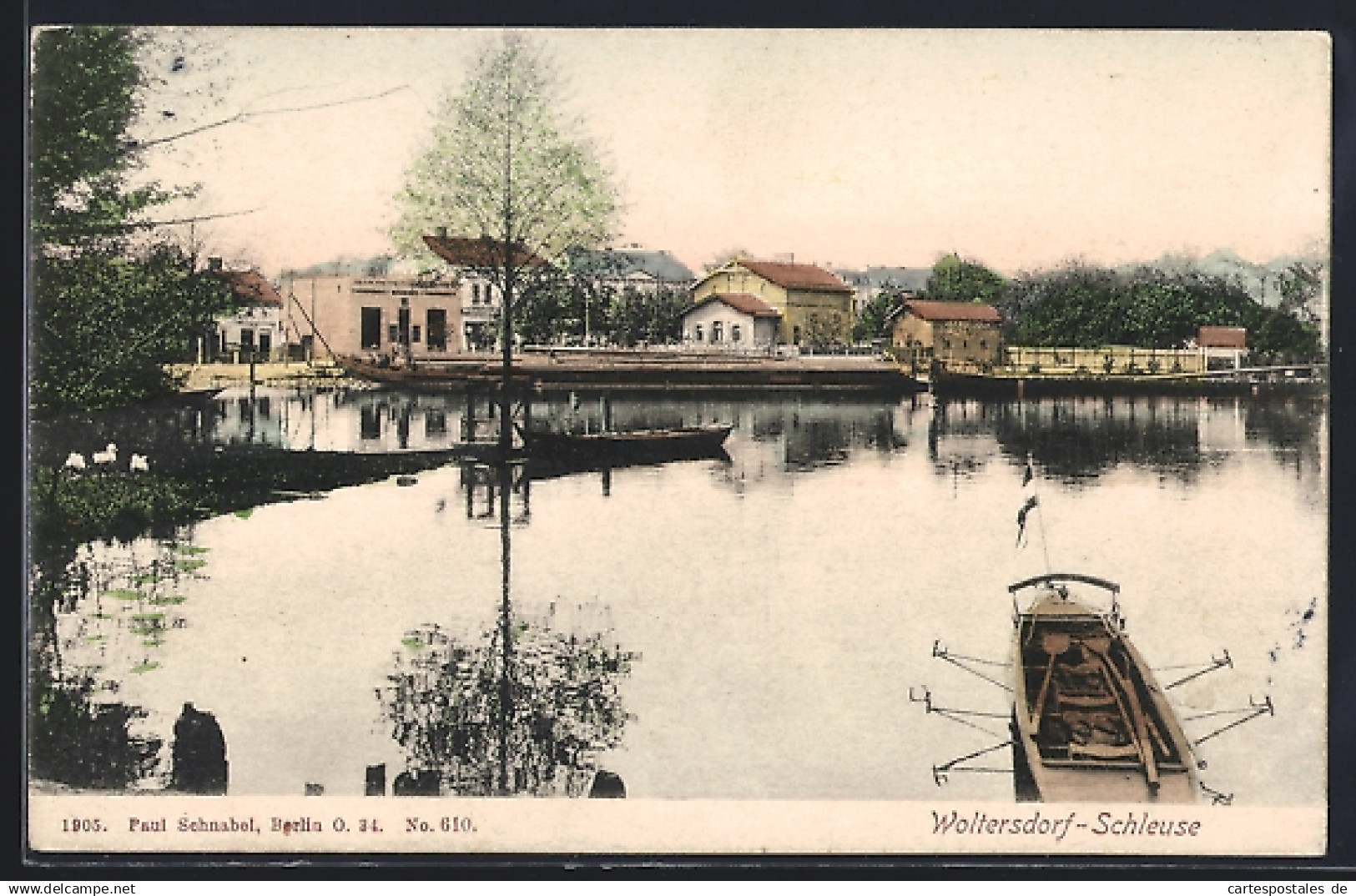 AK Woltersdorf / Mark, Woltersdorf-Schleuse, Uferpartie mit Booten
