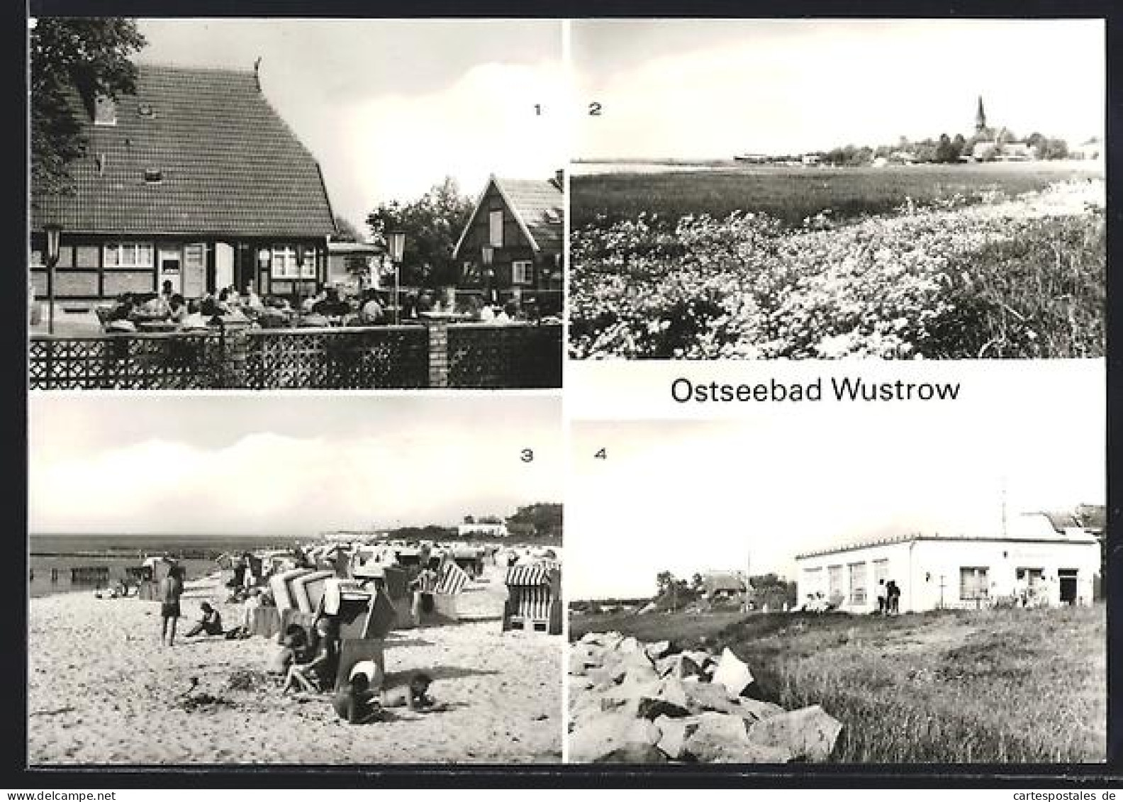 AK Wustrow /Ribnitz-Damgarten, FDGB-Café Sonnenhof, Strand, Fischland-Café