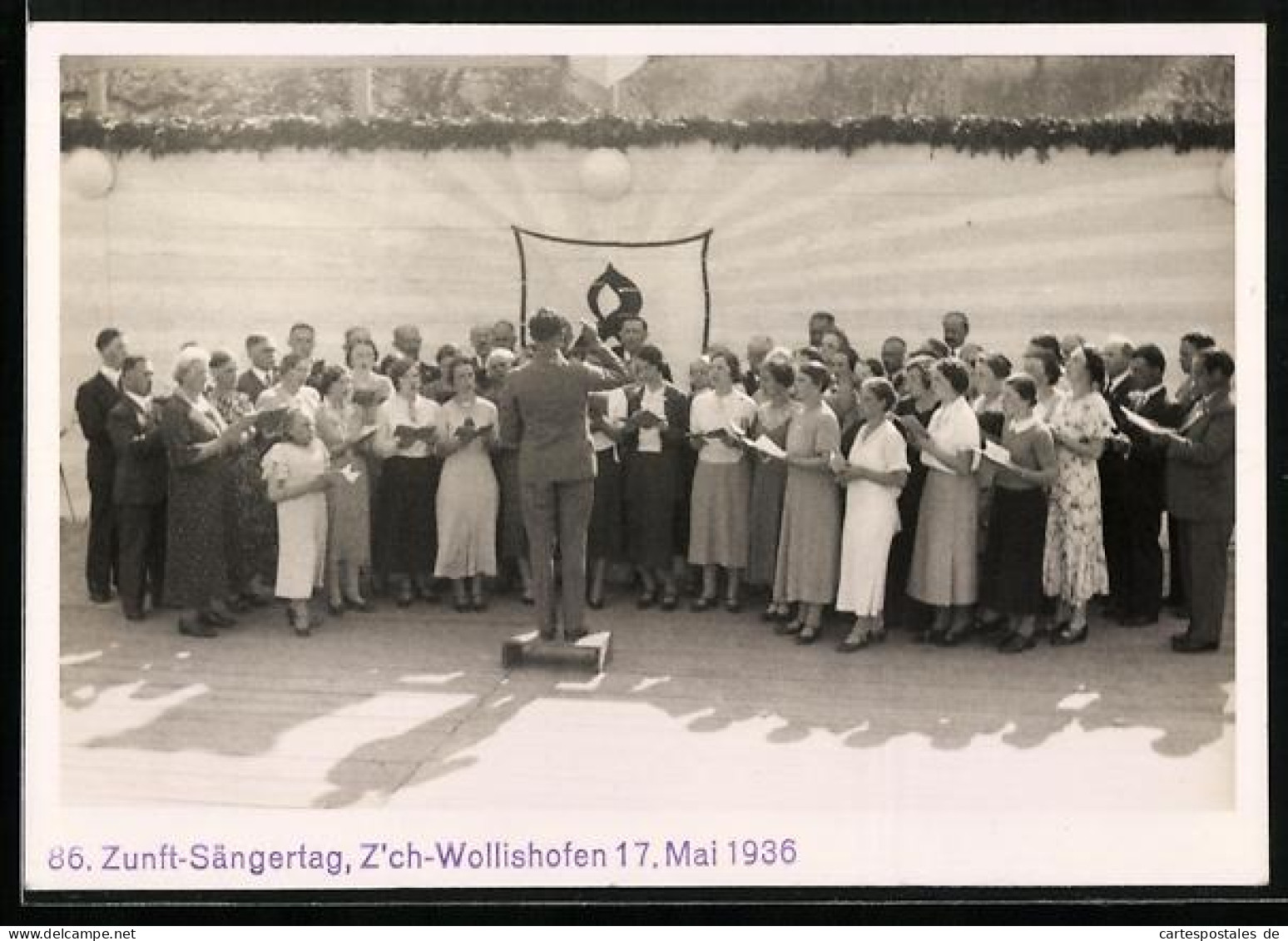 AK Z`ch-Wollishofen, 86. Zunft-Sängertag 1936, Chor mit Dirigent