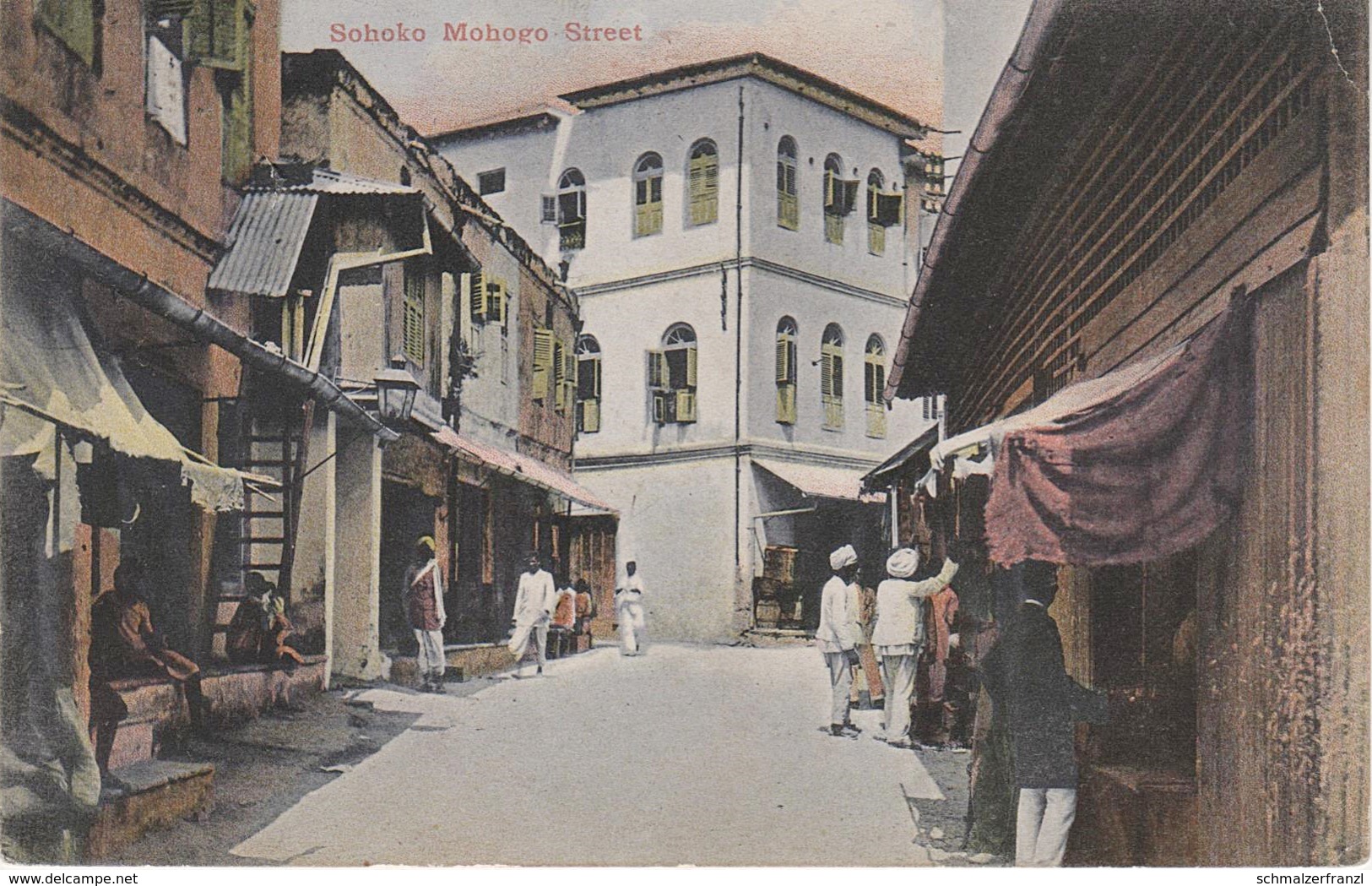 AK Zanzibar Sansibar زنگبار Town Stadt Sohoko Mohogo Street Tansania Tanzania Stamp Timbre Briefmarke Colony Kolonie