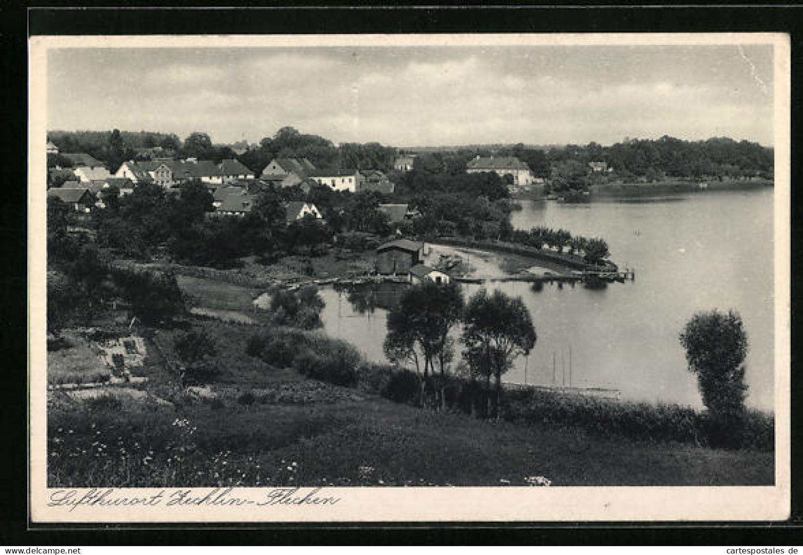 AK Zechlin-Flecken, Ortsansicht mit Uferpartie