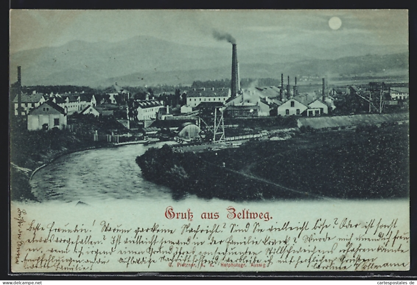 AK Zeltweg, Gesamtansicht mit Fabrik