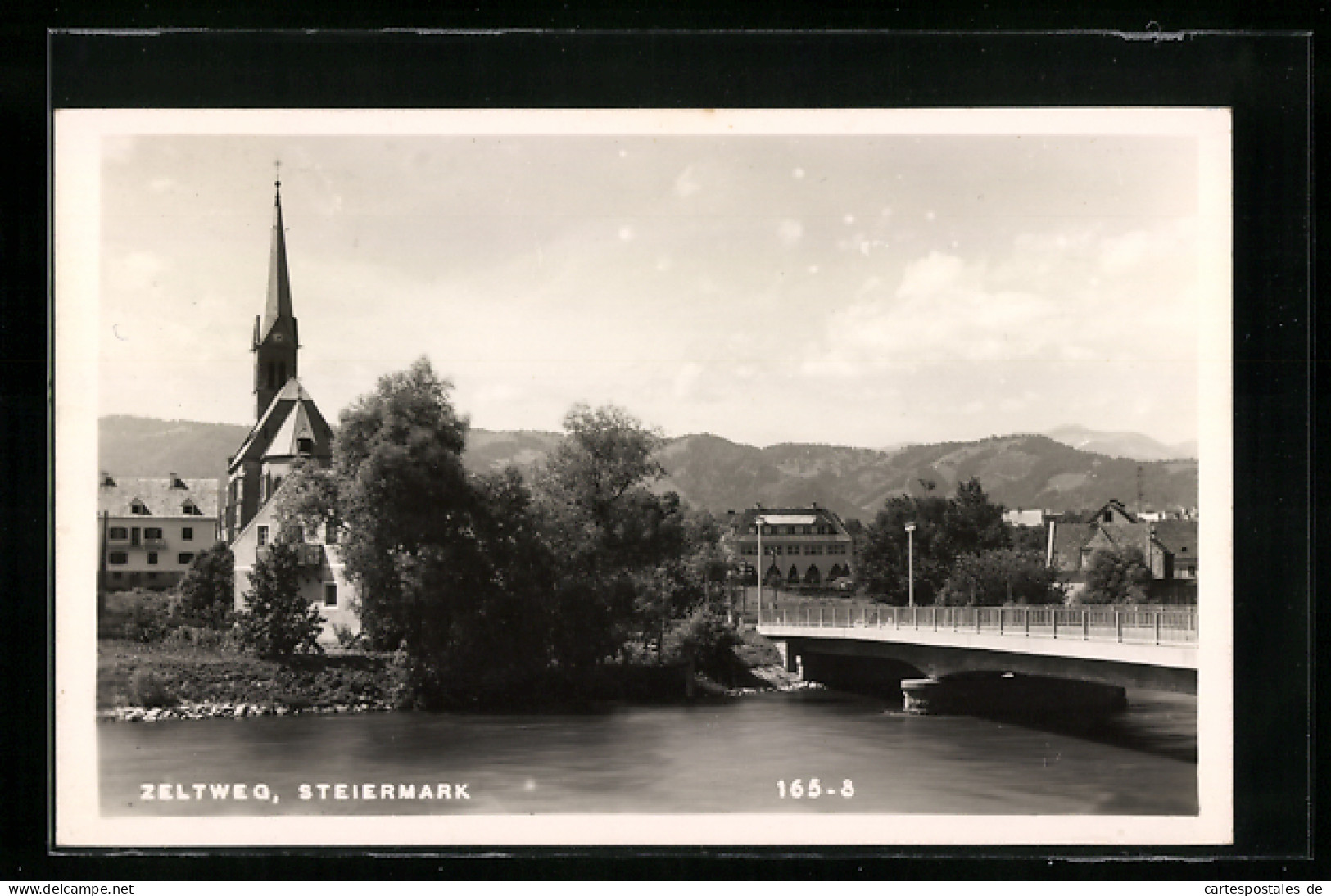 AK Zeltweg, Ort mit Brücke und Kirche