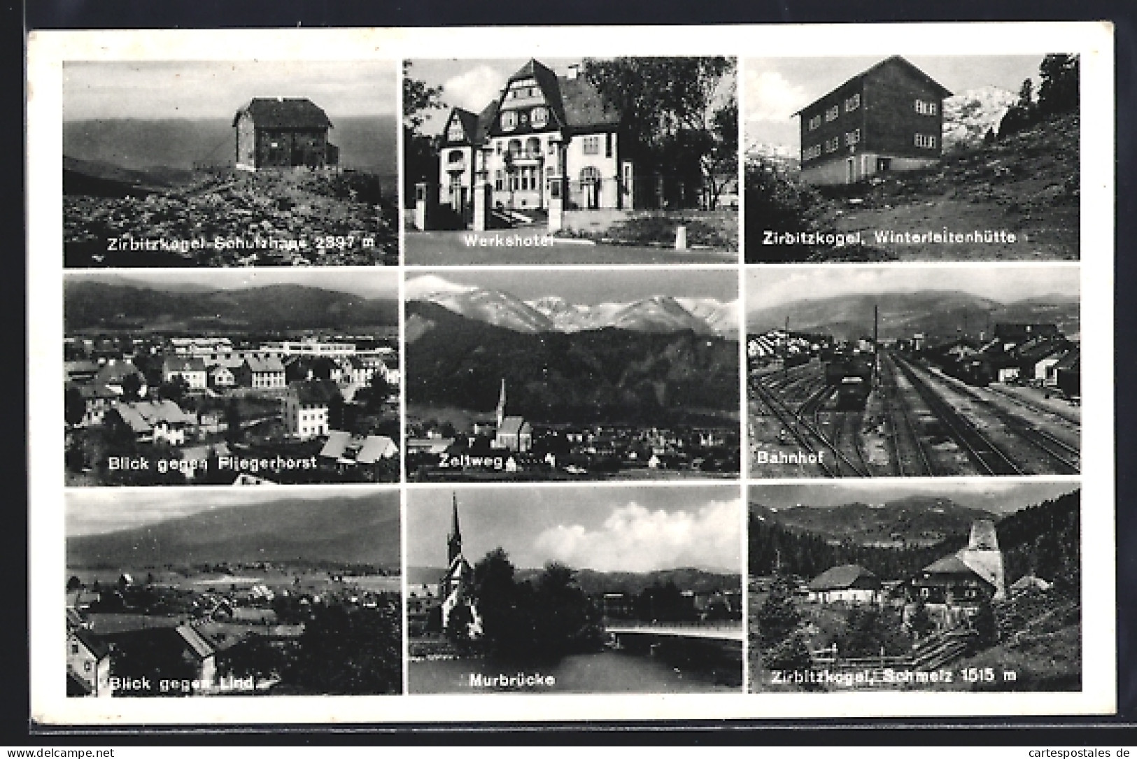 AK Zeltweg, Schmelz, Ortspartie am Zirbitzkogel, Winterleitenhütte, Murbrücke