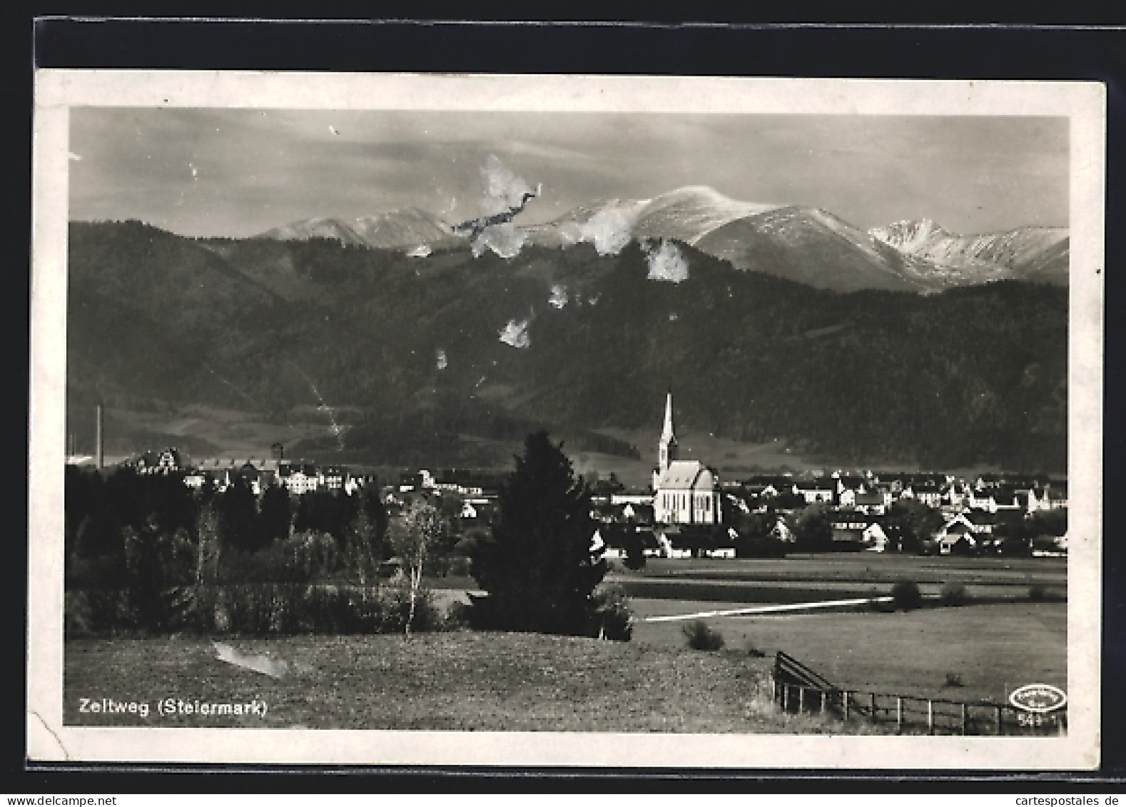 AK Zeltweg /Steiermark, Teilansicht mit Bergpanorama