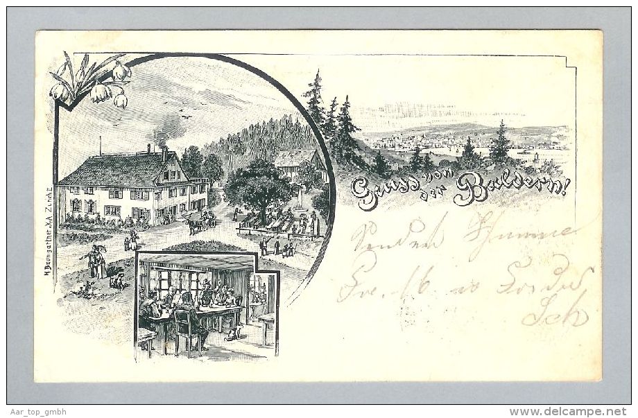 AK ZH Stallikon Baldern 1901-02-04 Strichlitho Baumgartner