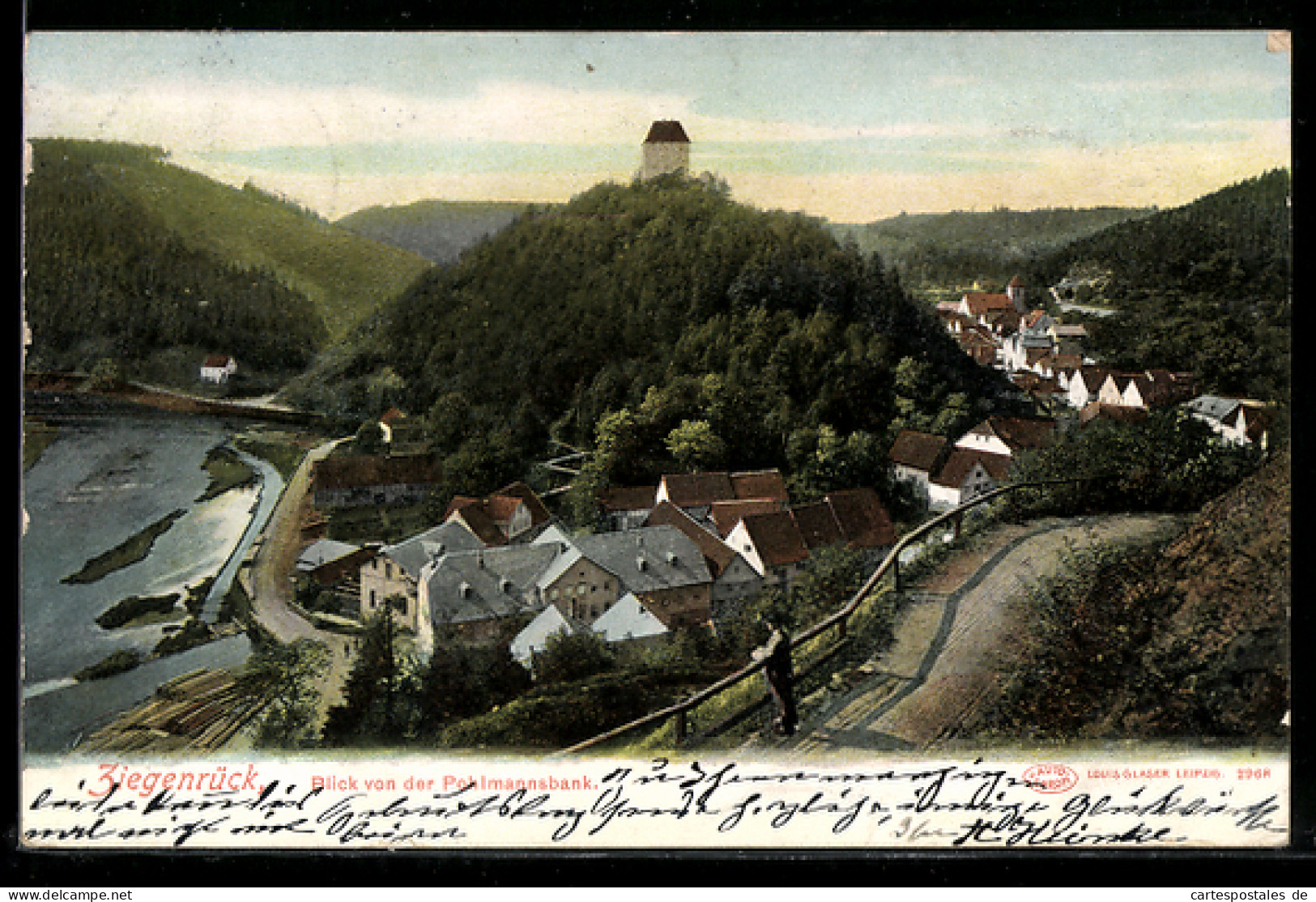 AK Ziegenrück, Ortsansicht von der Pohlmannsbank