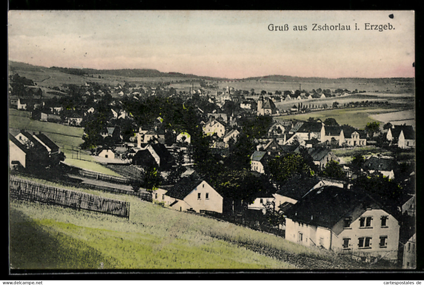 AK Zschorlau i. Erzgeb., Ortsansicht aus der Vogelschau