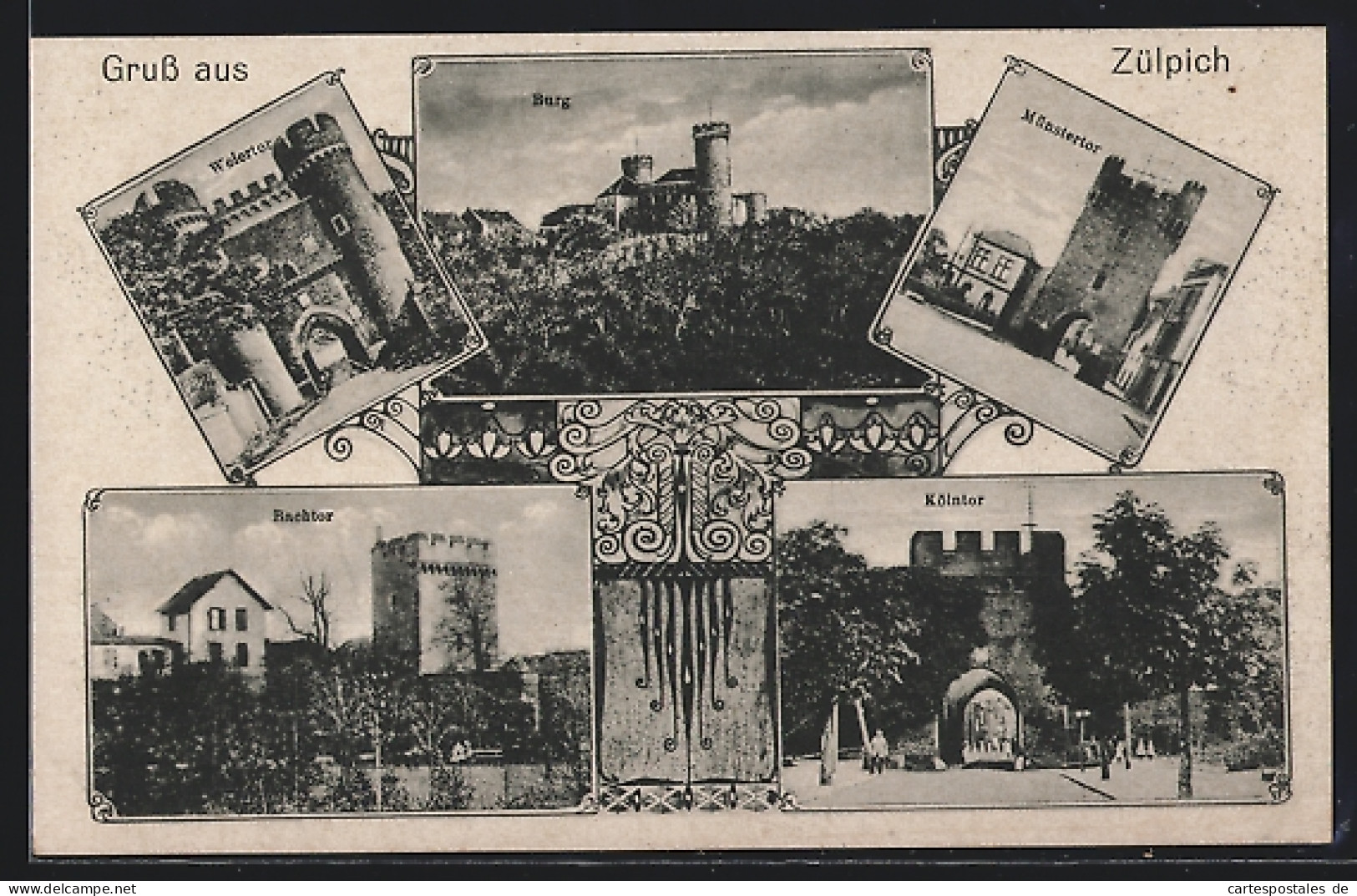 AK Zülpich, Burg, Weiertor, Münstertor und Kölntor