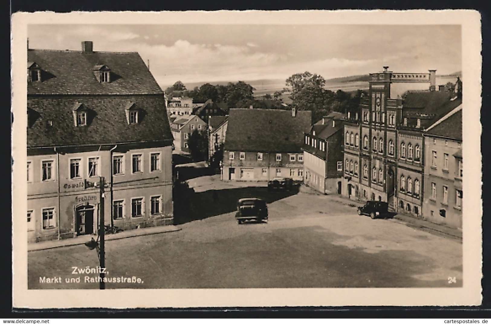 AK Zwönitz / Erzgeb., Markt und Rathausstrasse