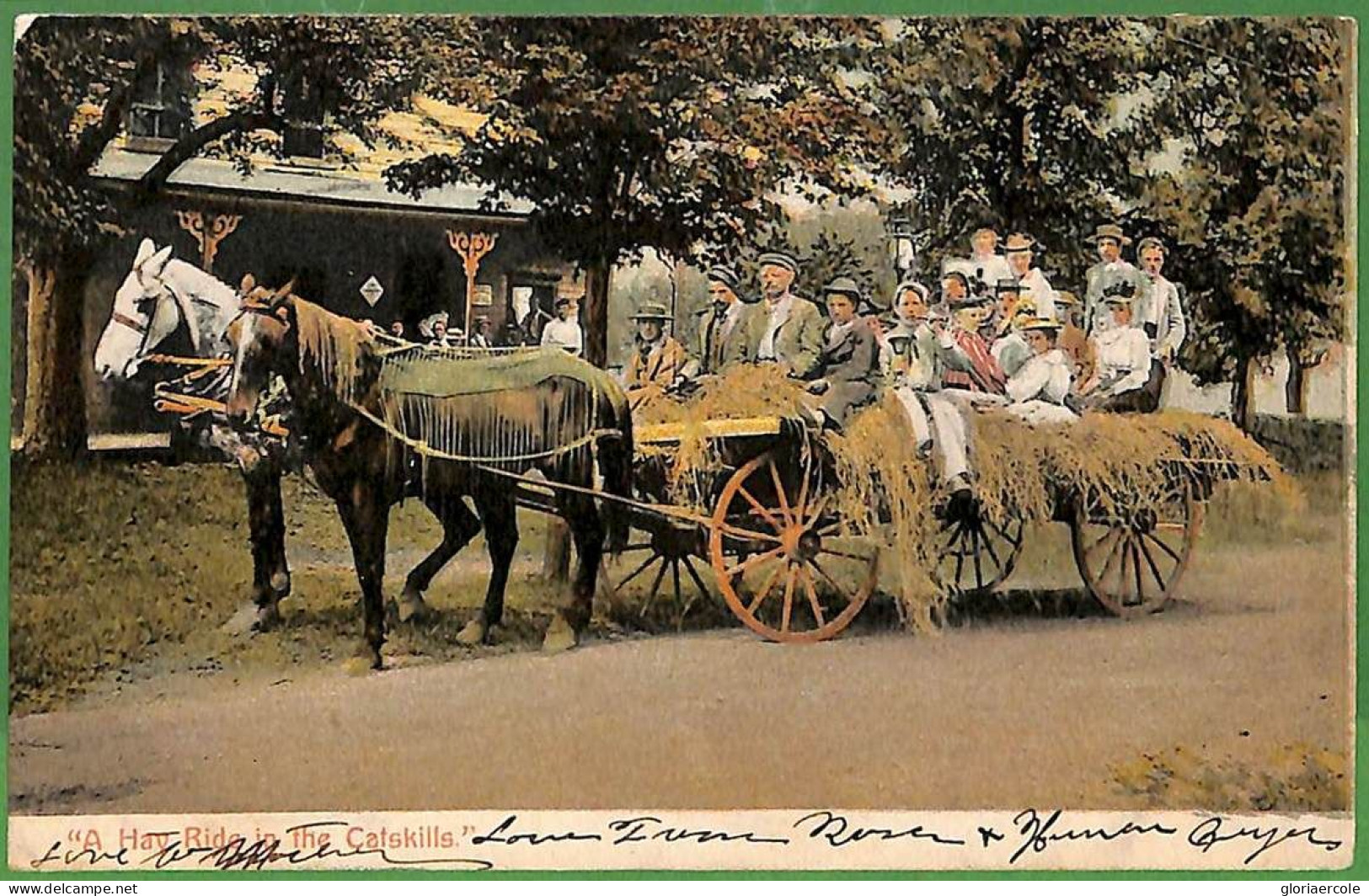 ak8221 - USA - VINTAGE POSTCARD - New York CATSKILLS Horse Ride