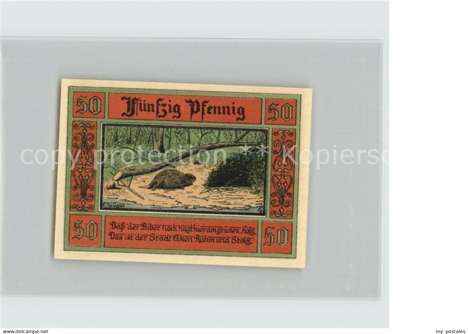 Aken Elbe 50 Pfennig Gutschein Burg Biber