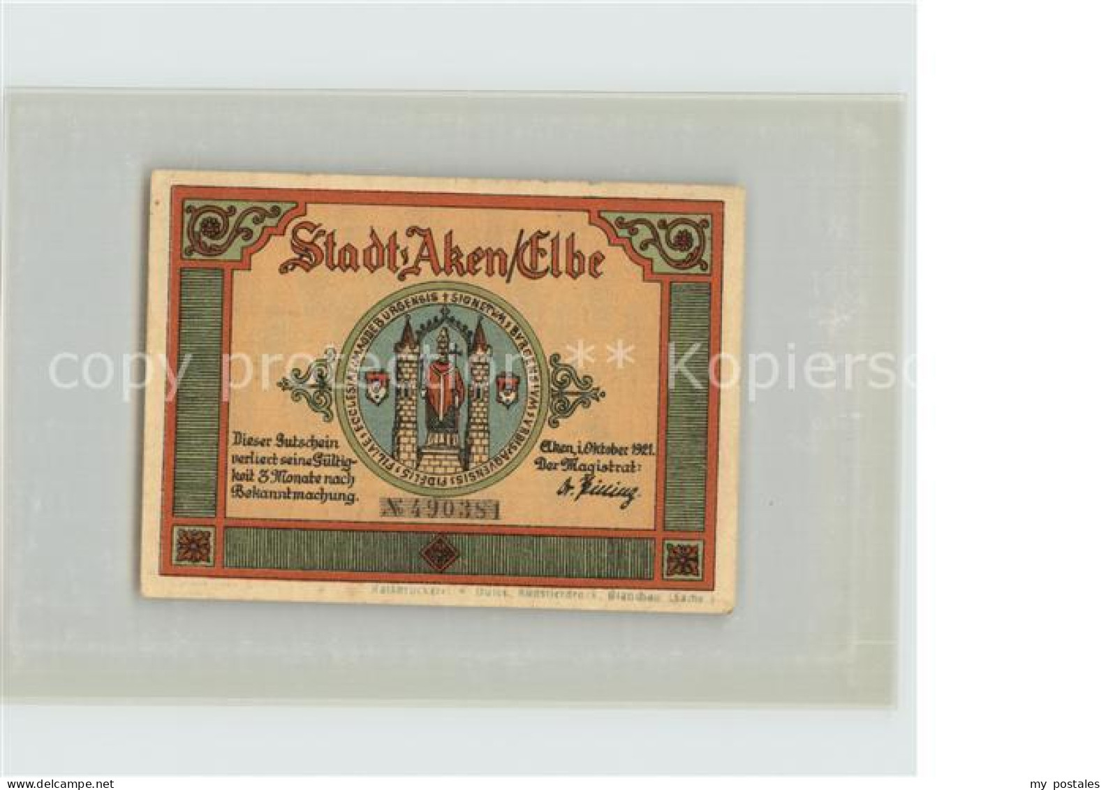 Aken Elbe 50 Pfennig Gutschein Burg Biber