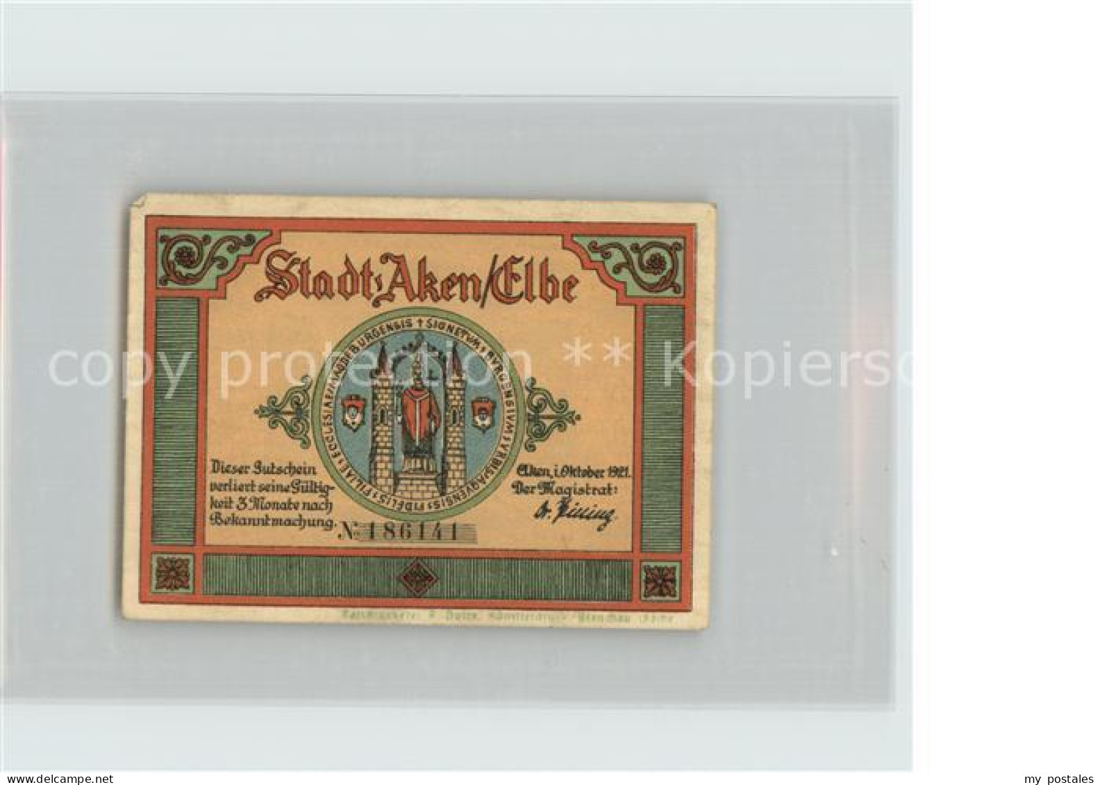 Aken Elbe 75 Pfennig Gutschein Burg Rathaus