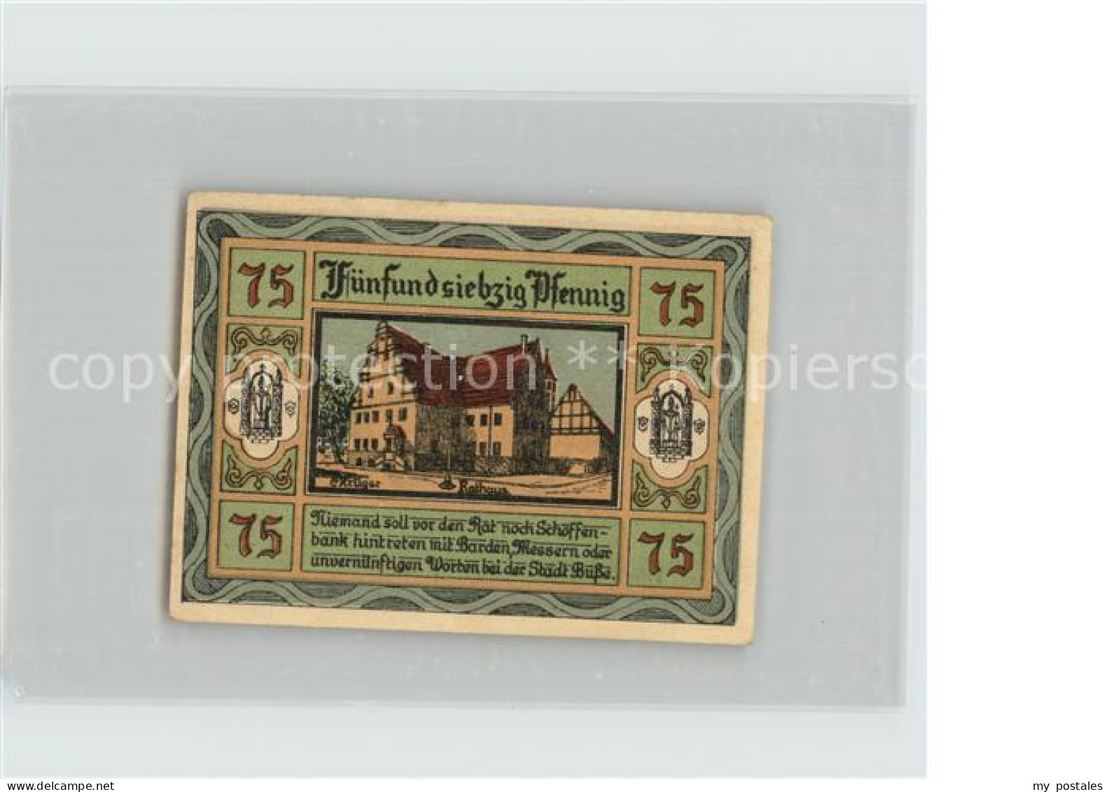 Aken Elbe 75 Pfennig Gutschein Rathaus Burg