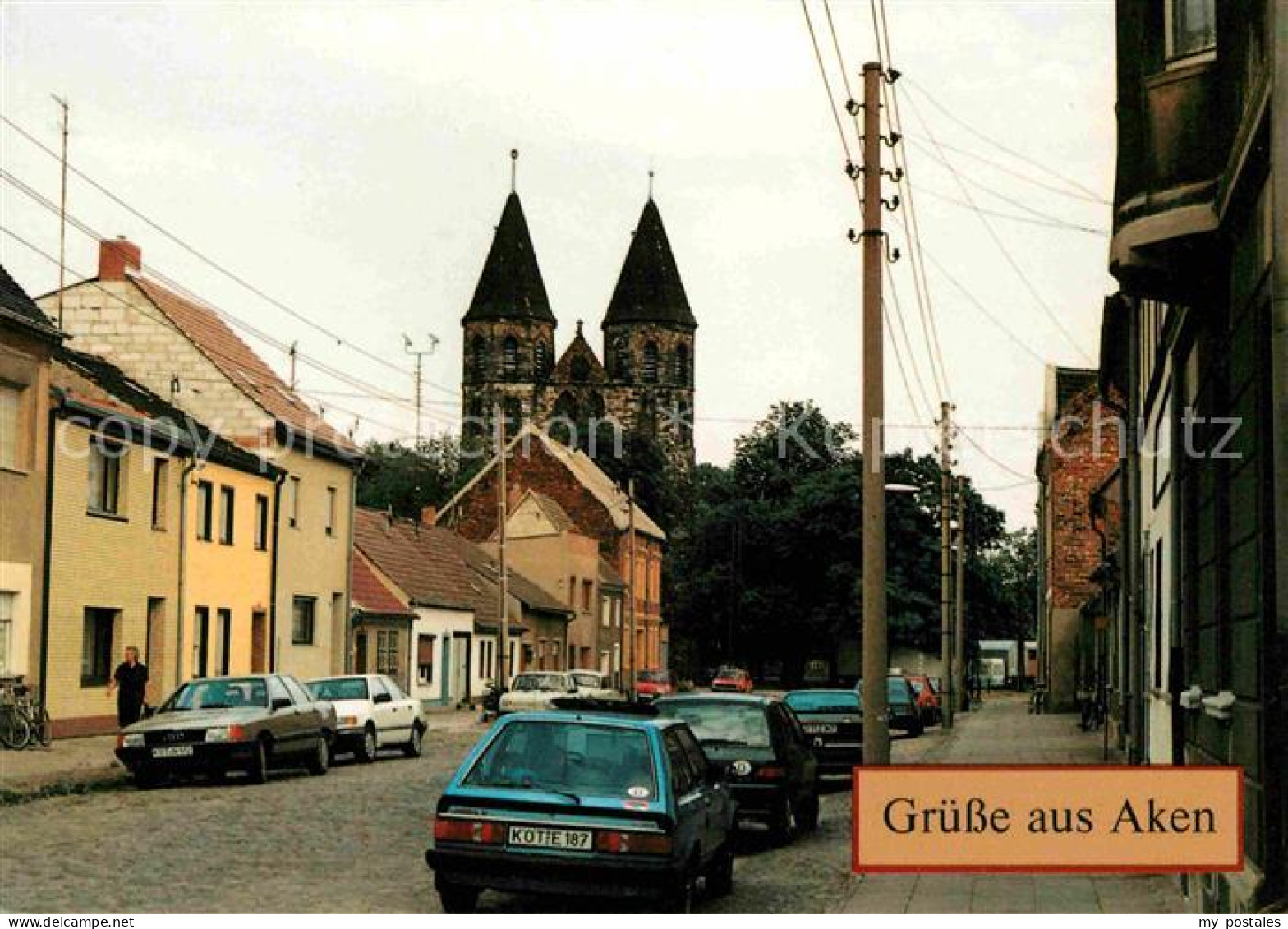 Aken Elbe Meisterstrasse und Nikolaikirche