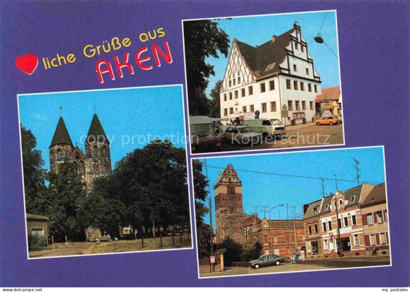 Aken Elbe Sachsen-Anhalt Kirche Rathaus Schuetzenplatz Fachwerkhaus Stadtturm St