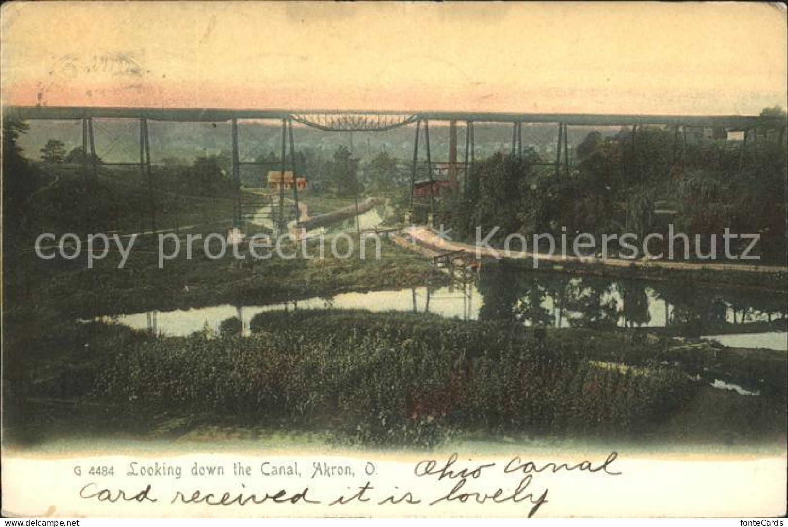 Akron Ohio Looking down the Canal Bridge