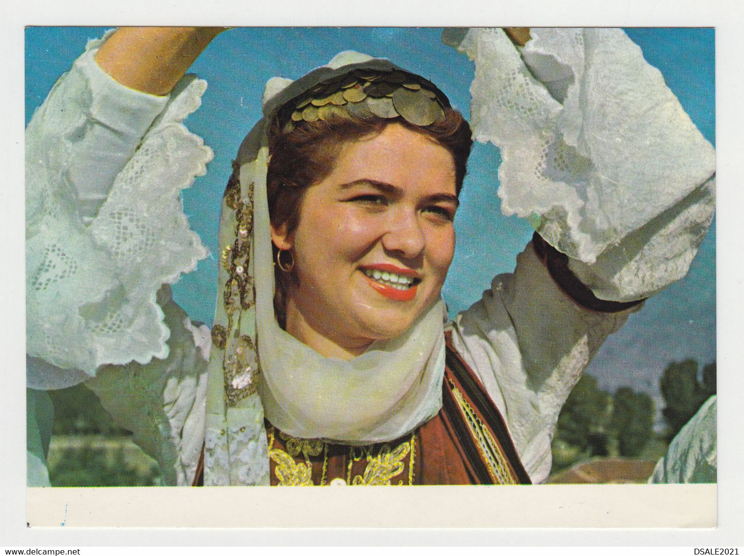 Albania Albanien Albanie Albanian Native Folklore Woman with National Costume 1980s Photo Postcard RPPc CPA (8186)