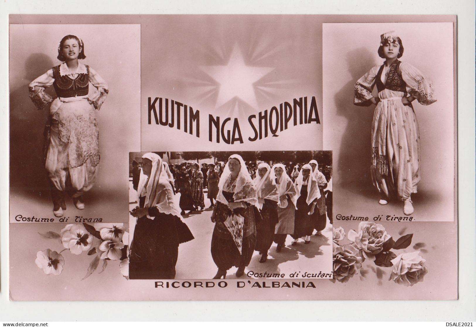 Albania Albanien, Girl, Women with National Costumes, Vintage 1941 Italian Photo Postcard (32285)