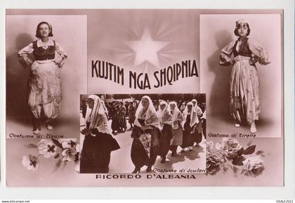 Albania Albanien, Girl, Women with National Costumes, Vintage 1941 Italian Photo Postcard (32285)