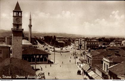 CPA Tirana Albanien, Piazza Scanderbe, Uhrturm, Moschee