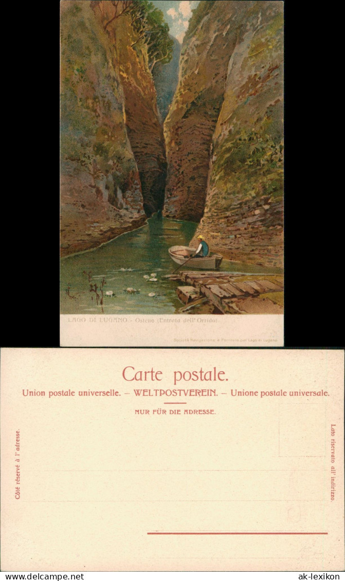 Albogasio Luganersee Lago di Lugano Osteno Entrata Orrido Künstlerkarte 1909