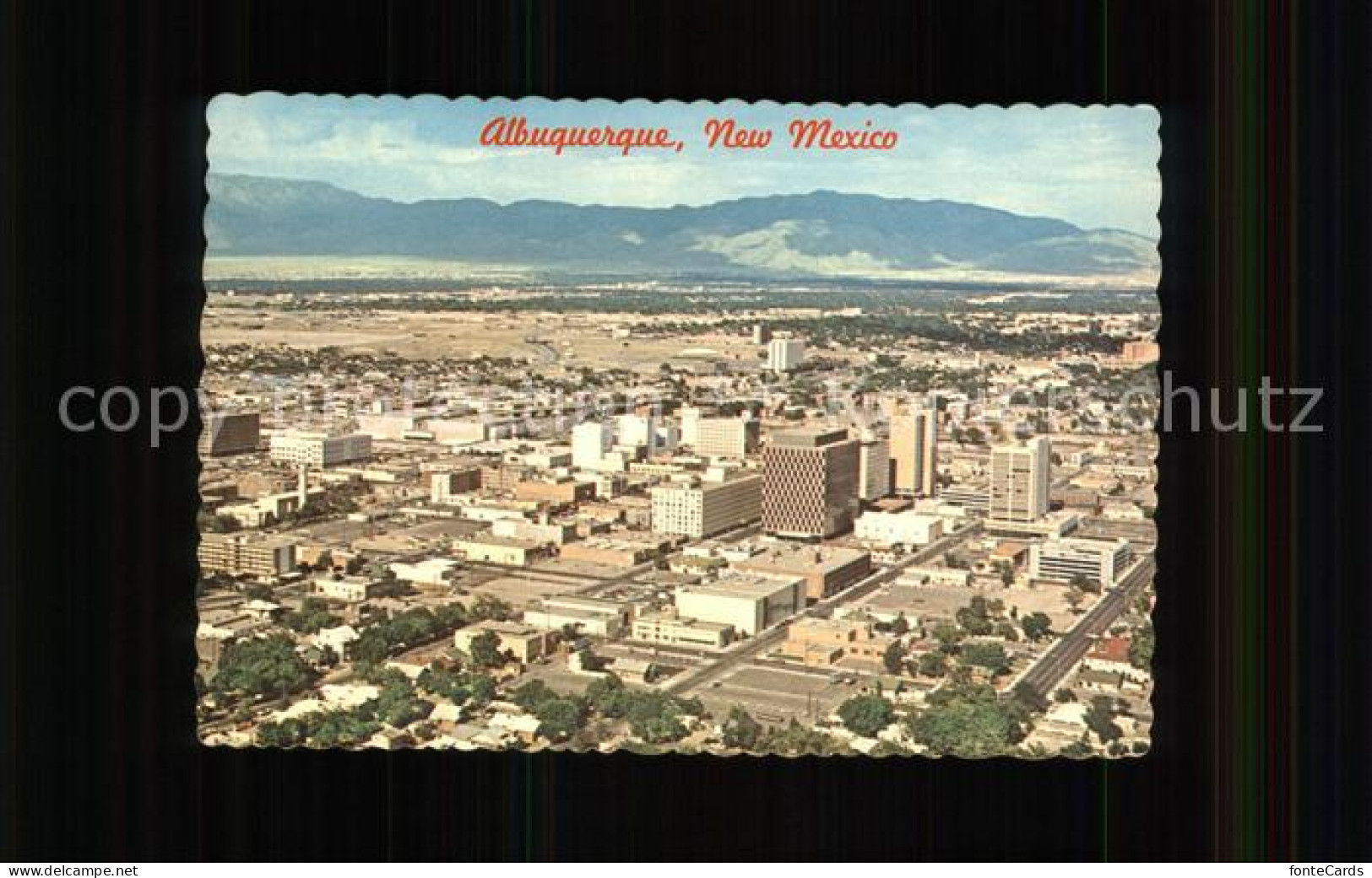Albuquerque Skyline with Sandia Mountains aerial view