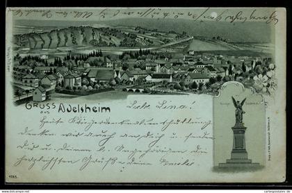Mondschein-Lithographie Adelsheim, Kriegerdenkmal, Gesamtansicht