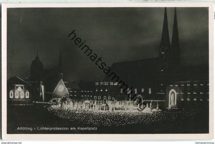 Altötting - Lichterprozession - Foto-Ansichtskarte bei Nacht