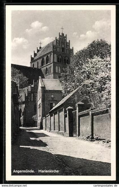 AK Angermünde, Marienkirche, Strassenansicht