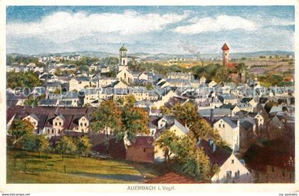 Auerbach Vogtland Stadtpanorama Kuenstlerkarte