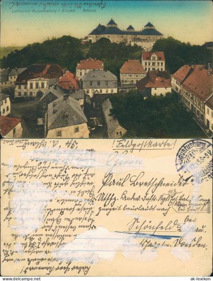 Ansichtskarte Augustusburg Stadtpartie und Augustusburg 1915