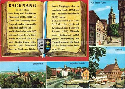 Backnang BW Stadtturm Stiftskirche Aspacher Bruecke Rathaus