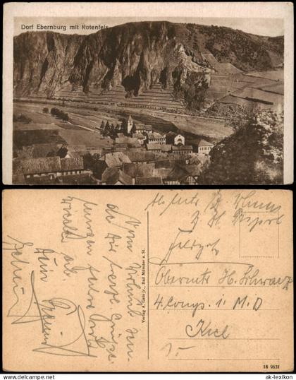 Ebernburg Bad Münster am Stein Panorama Dorf Ebernburg mit Rotenfels 1910