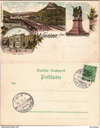 Litho AK Bad Münster Stein-Bad  -Ebernburg Gasthaus Schwan,  1898