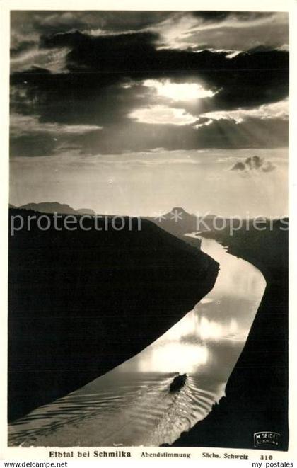 Foto Seidel M. Schmilka Nr. 310 Elbtal Schmilka Abendstimmung