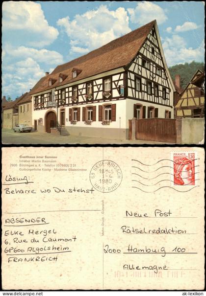 Ansichtskarte Bötzingen Gasthaus zur Sonne 1980
