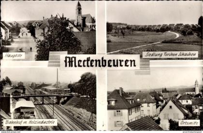 CPA Meckenbeuren in Oberschwaben Württemberg, Hauptstraße, Bahnhof, Holzindustrie