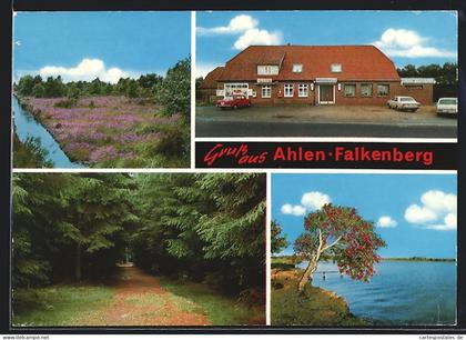 AK Ahlen-Falkenberg, Strassenpartie mit Geschäft Moorquelle, Waldblick, Partie am Wasser